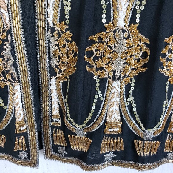 Vintage A.J.BARI Silk Jacket Blazer Beaded Sequined Bohemian size S Baroque Boho - Picture 12 of 15
